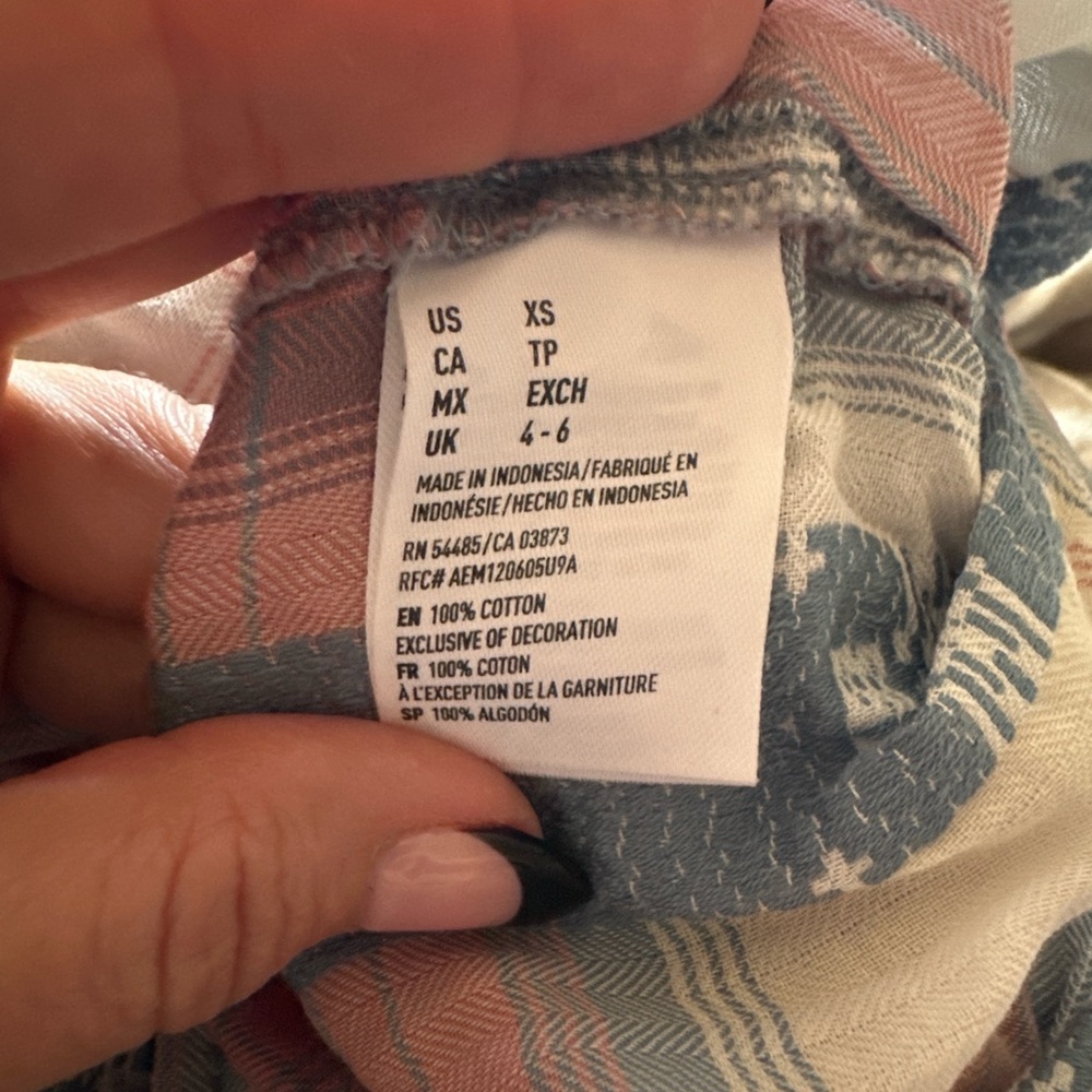 American Eagle Vintage Boyfriend Womens Plaid Button Down Shirt XS New With Tags - Picture 4 of 4